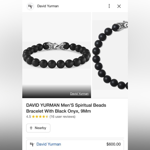DAVID YURMAN Men’s Bead Bracelet with Black Onyx - Picture 4 of 4